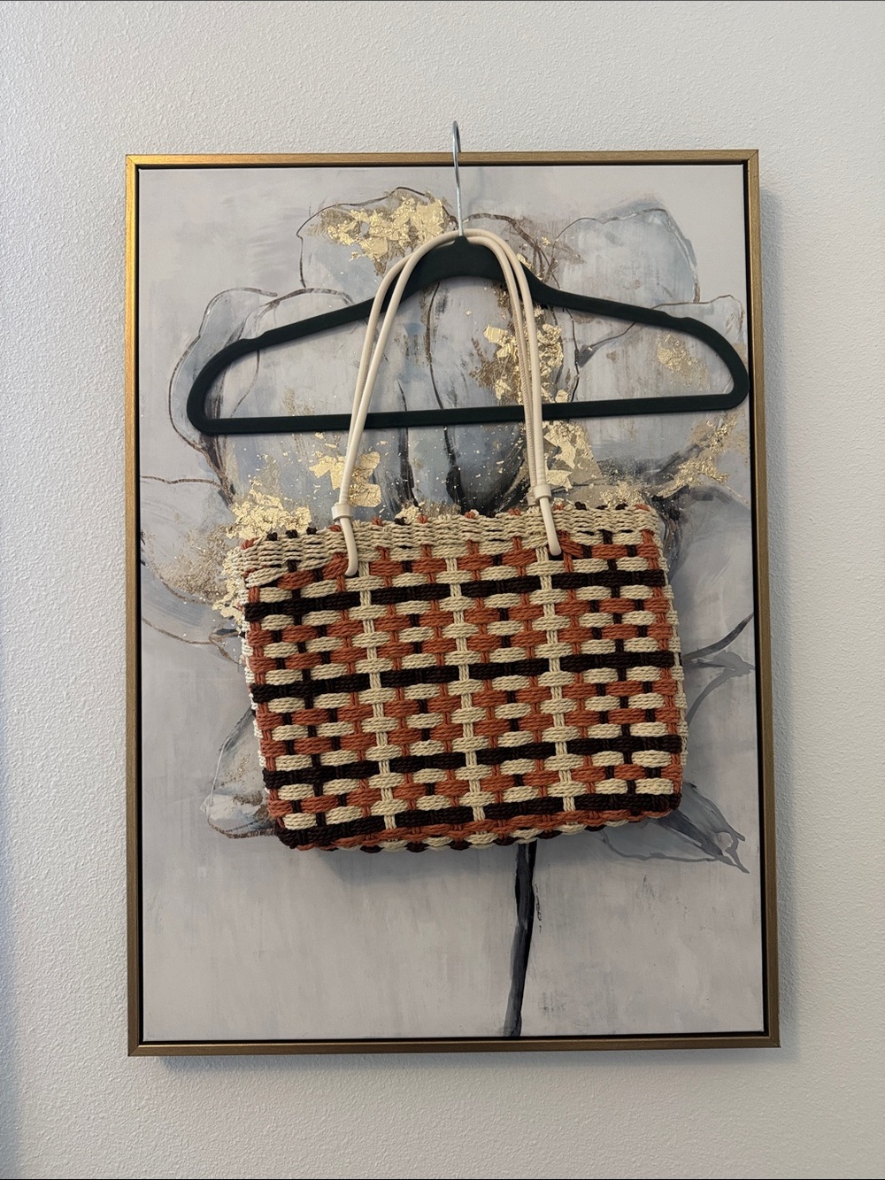Zara Woven Tote in Brown, Cream & Rust